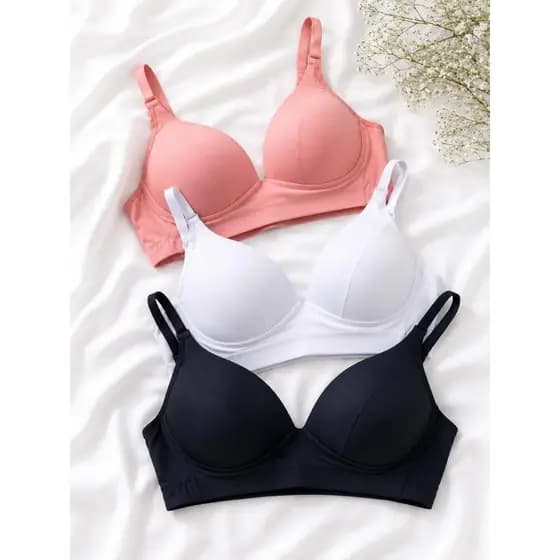 Kit3 Sutiãs Femininos Soft em Microfibra com Bojo Alta Sustentação Confortável Reforçado Sem Costura
