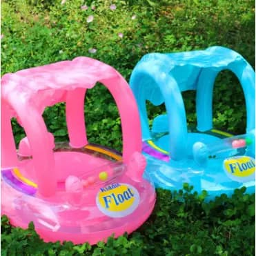 Boia Bote Bebê Cobertura Fralda Infantil Rosa Ou Azu Boia Piscina Bebe 65cm