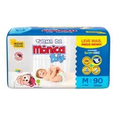 Fralda Turma Mônica Baby Giga Tamanho M 90 Unidades Leve Mais e Por Menos