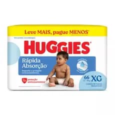 Fralda Descartável  Huggies Rápida Absorção - Tamanho XG- Com 66 Unidades Pacotão Família
