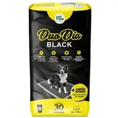 Tapete Higiênico Sanitário Pets Cães Gatos Duo Dia Black Carvão Ativado 80 x 60 cm - 30 unidades Neutralizador de Odores