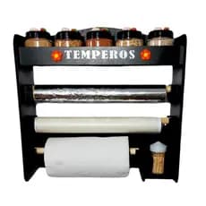 Porta tempero com 5 potes decorados com biscuit suporte para tempero