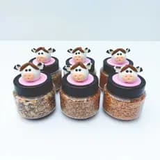 Kit Porta Temperos Decorado – 5 ou 6 Unidades | Potes 120ml com Tampas de Biscuit Vaquinha