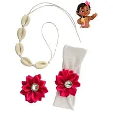 Kit Moana Faixa ou Presilha com FLOR + Colar de Búzios