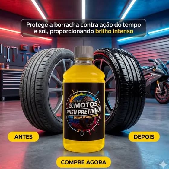 500ml Pretinho Estilo Baba de Camelo Limpa Pneu Automotivo da G Motos - Não Escorre