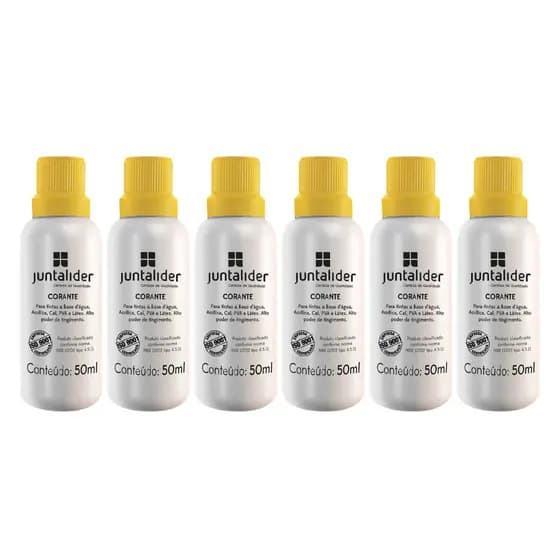 Kit 6 Corante Bisnaga Pigmento Liquido 50ml Cores Juntalider