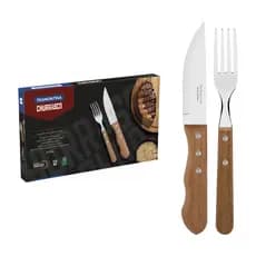 Faqueiro Jogo de Talheres Tramontina Inox Jumbo Churrasco 12 Peças Dynamic Madeira