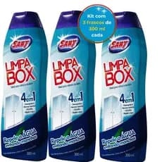 Limpa Box Banheiro Sany 300ml Kit c/ 2, 3, 4 ou 5 und Detergente Limpa Box Sany 4X1