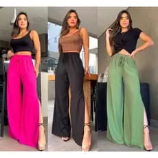 Calça Pantalona Viscose Feminina abertura lateral com forro envio imediato