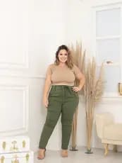 calça plus size bengaline social com laço e bolso faca envio imediato