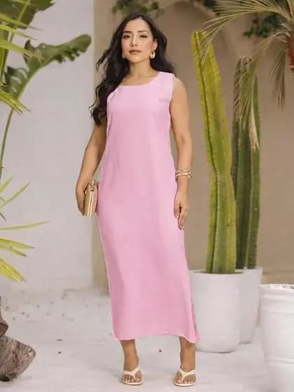 vestido feminino tecido marrante elegante com abertura nas pernas e bolsos não e transparente