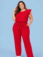 PLUS SIZE Conjunto Social PLUS SIZE Feminino Crepe Duna Calça Reta com bolso e Blusa Elegante