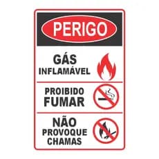 Placa Perigo Gás Inflamável Proibido Fumar Chamas 20x25 Com Fita Dupla Face Resistente