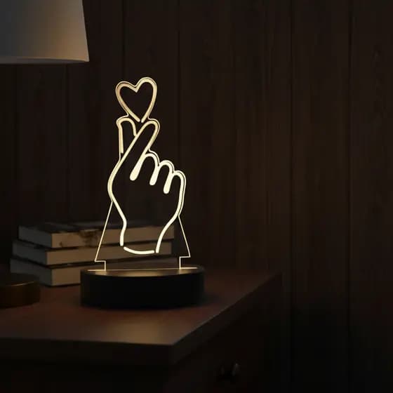 Luminária Led 3d K-pop Coracao Coreano Abajur De Mesa Varias Cores USB Luz Aconchegante Suave