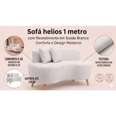 🔥 Sofá Helios XII 1m Suede Branco | Moderno, Confortável e Pé 12cm Alto | Pronta Entrega