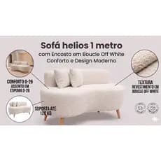 🔥 Sofá Helios XII 1m Bouclé Off White | Pé 12cm Alto, Moderno e Confortável | Pronta Entrega