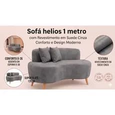 🔥 Sofá Helios XII 1m Suede Cinza | Moderno, Confortável e Pé 12cm Alto | Pronta Entrega