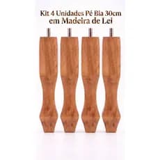 Pés Para Móveis Bia 30cm Madeira Maciça Kit Com 4 Unidades Reforçado