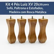 🪑🔩 Kit 4 Pés Luiz XV 20cm em Madeira com Rosca Metálica | Ideal para Estofados