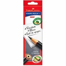✏️ Lápis Preto Faber-Castell Nº 2 HB | Caixa com 12 Unidades | Escrita Macia e Resistente