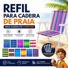 Tecido Refil Para Cadeira de Praia Capa de Reposição Suporta até 120kg - Envio Imediato