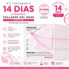 Kit 14 Máscaras Faciais Coreana Hidrogel Bio-Colágeno PDRN – Antirrugas, Firmadora e Hidratante