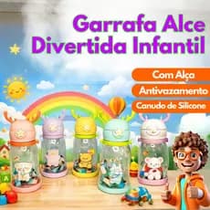 Garrafa Infantil 600ml Com Canudo Antivazamento Com Alça Multicolorida Escola Creche