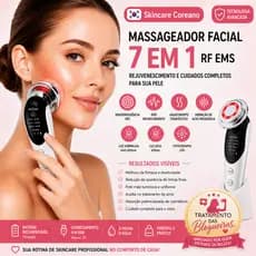 Massageador Facial Lifting RF EMS 7 Em 1 Fototerapia LED Rejuvenescedor Skincare Coreano