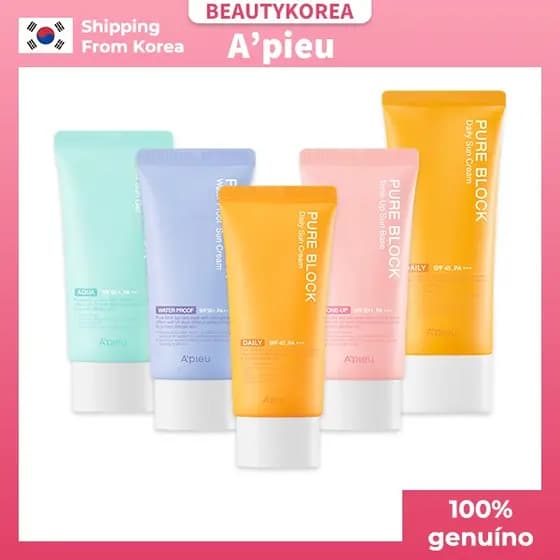 A'PIEU Pure Block sun Cream (Sol Diário/Tonalidade Para Cima/Impermeável/Aqua gel)