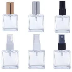 Kit Frasco Vidro Perfume Cubo Premium 50ml C/ Válvula Spray Preto Branco Prata Harmonia Aromas