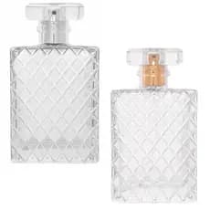 Frasco Porta Perfume 100ml Listrado Cristal Premium com Válvula Spray e Tampa Luxo 15/410 Frisado
