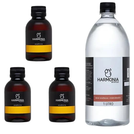Kit 3 Essências De Perfume Concentrada 100ml + 1 Base Pronta De 1 Litro