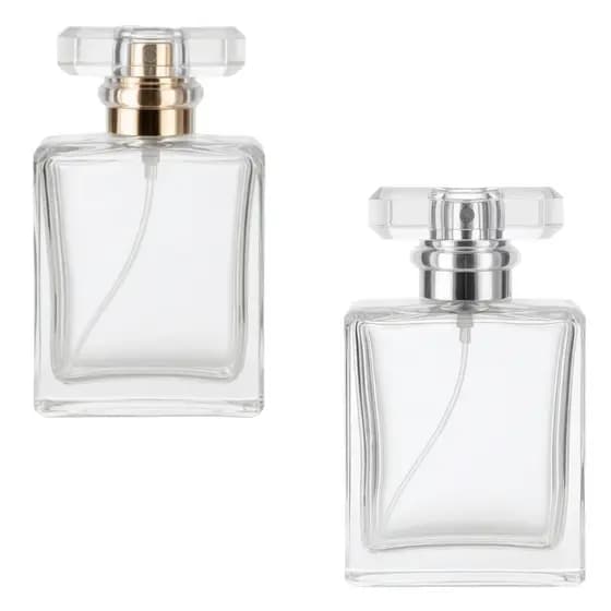Frasco Porta Perfume 50ml em Vidro com Válvula Spray e Tampa Luxo Prata Dourada Moisily Diamante
