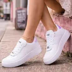 Tenis Feminino Casual Branco Holografico Nyc Shoes