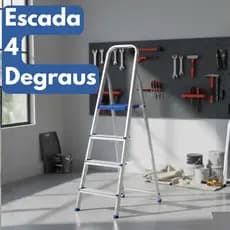 Escada De Alumínio 4 Degraus Doméstica DobrávelSuporta Até 120Kg Reforçada Resistente