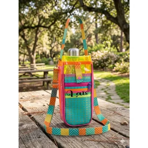 Bolsa porta garrafa de agua personalizada com alça transversal regulável, ideal para academia, parques, passeios, viagem