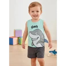 CONJUNTO INFANTIL CAMISETA E SHORTS TECIDO FOFINHO BEBE TAMANHO UNICO