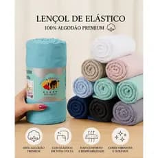 Lençol Algodão Elástico 360 Queen Alta Qualidade Toque Macio e Suave Resistente