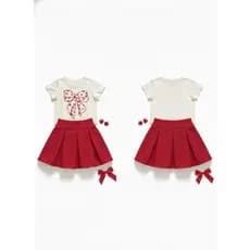 CONJUNTO BLUSA E SAIA PLISSADA INFANTIL TECIDO LEVE TAMANHOS 4 E 6