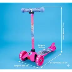 Patinete Frozen 3 Rodas Infantil com Luz Led Altura Ajustável Menina Até 40KG