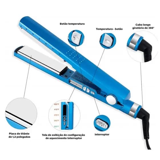 Prancha Nano Titanium Iônica Bivolt com Aquecimento Rápido [ Voltagem 110V/220V ]