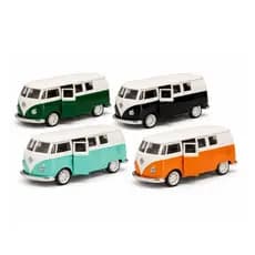 Kombi Miniatura Clássica Porta Aberta com Fricção Colecionável de Plástico e Metal (Varias Cores)