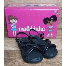 SANDÁLIA MOLEKINHA PRETA CRUZADA STRASS PRETA INFANTIL