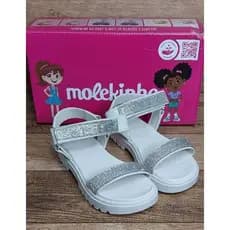 SANDÁLIA PAPETE MOLEKINHA BRANCA COM STRASS INFANTIL