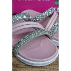 TAMANCO CHINELO ENCAIXAR SOLA ROSA STRASS OFF WHITE INFANTIL