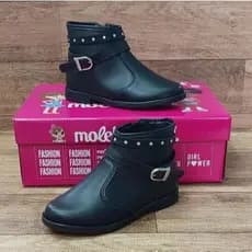 BOTA COTURNO MOLEKINHA FIVELA DOURADA  COURO SINTETICO MENINA FEMININO