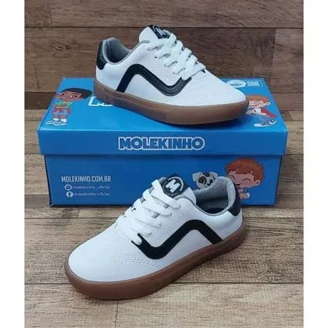 tenis molekinho infantil masculino  escolar casual preto/ branco infantil