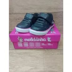 tenis molekinha preto rosa velcro infantil