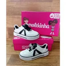 tenis cadarço molekinha preto e branco laço infantil