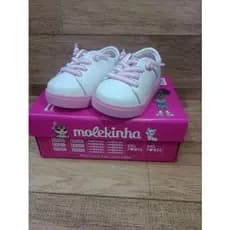 TENIS MOLEKINHA CALCE FÁCIL BRANCO E ROSA INFANTIL